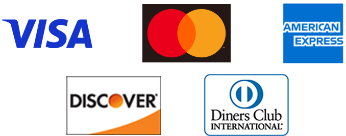 VISA　Mastercard　American Express　Discover Card　Diners Club